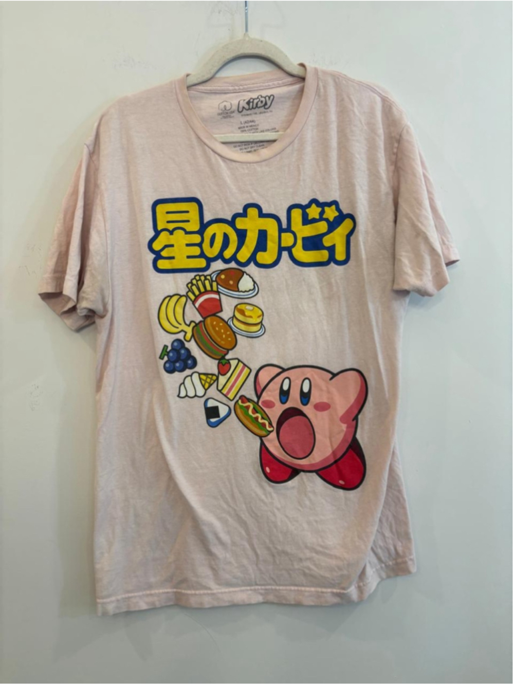 Men's Kirby Graphic Short Sleeve Tee, Size L, Pink and Yellow